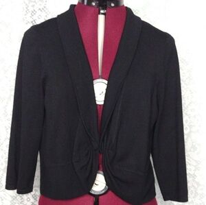 Nina Leonard women's L large black cropped open cardigan sweater